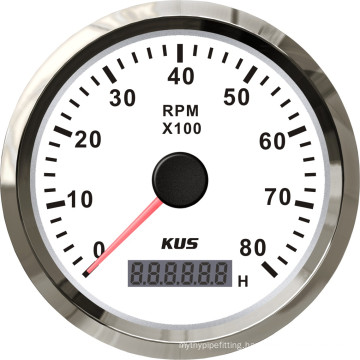 Best Price! ! ! 85mm Tachometer Gauge Tacho White Faceplate Stainless Steel Bezel Boat Car Tachometer 0-8000rpm for Diesel Engine